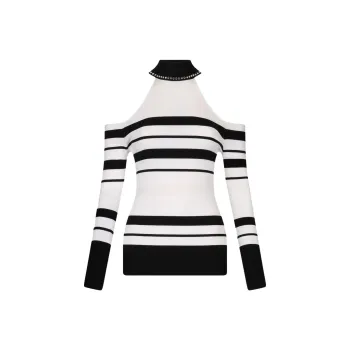 LIU·JO Striped Stud detail Sweater