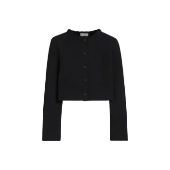 SCANLAN THEODORE Crepe Knit Daisy Crop Jacket Jackets Coats Women's Black
