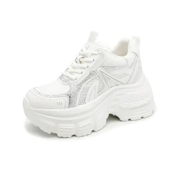 BAFFN Lightweight, Height Increasing, And Breathable Low Top Chunky Sneakers Women's White