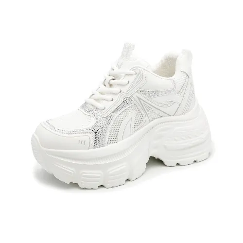 BAFFN Lightweight, Height Increasing, And Breathable Low Top Chunky Sneakers Women's White