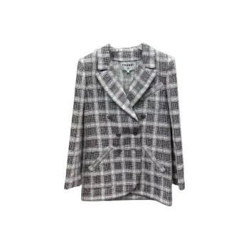 CHANEL Jackets Coats Women's Black White