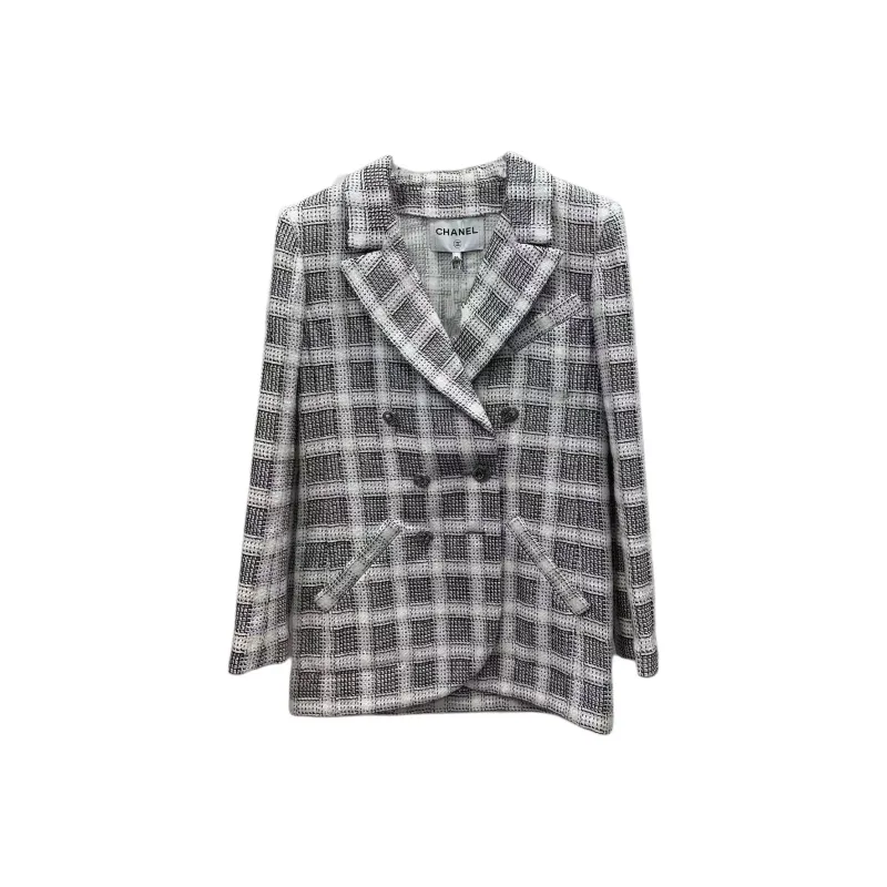 CHANEL Jackets Coats Women's Black White-0