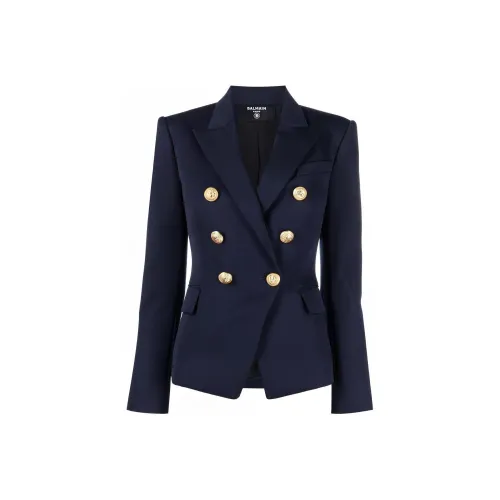 balmain koszulka 6 Lion Button Wool Jacket 'Navy'