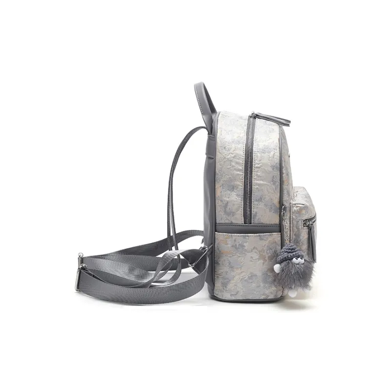 BETTINA VIVIAN PU, Textile Mixture Backpack Women's Star Moon Gray-4