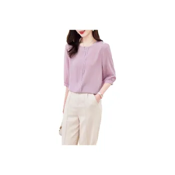 Yi Mengyuan Elbow Length Sleeved Silk Shirt Women's