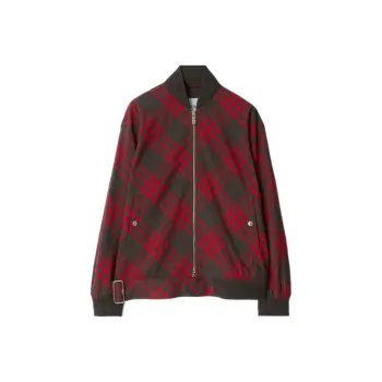Burberry Checked Belted Waist Bomber Jacket