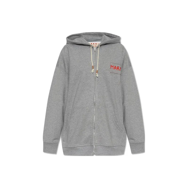 MARNI Logo Printed Zipped Hoodie-0