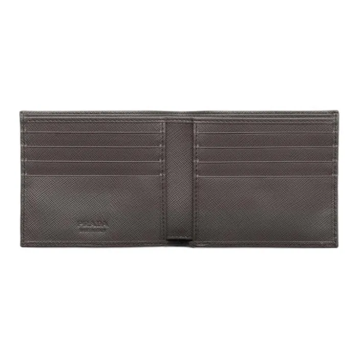 PRADA Saffiano Calfskin Wallet Men's Smoke Gray-3