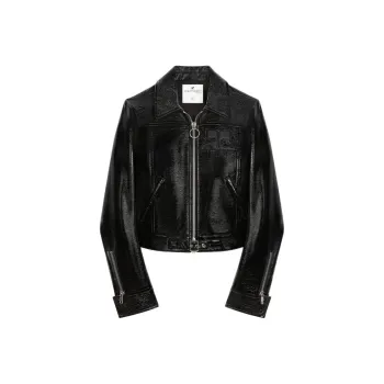 Courrèges Zipped Iconic Vinyl Jacket 'Black'