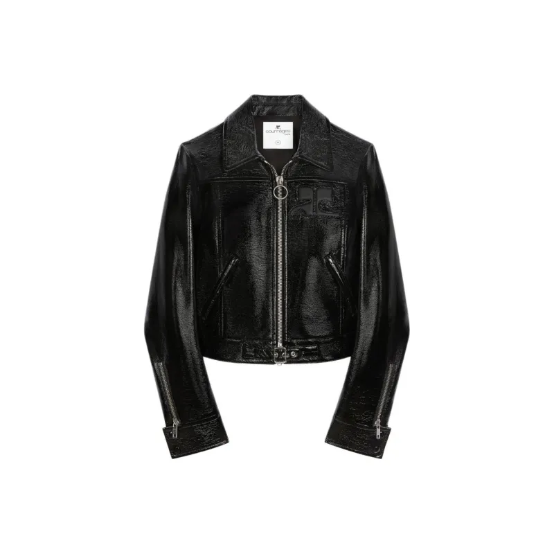 Courrèges Zipped Iconic Vinyl Jacket 'Black'-0