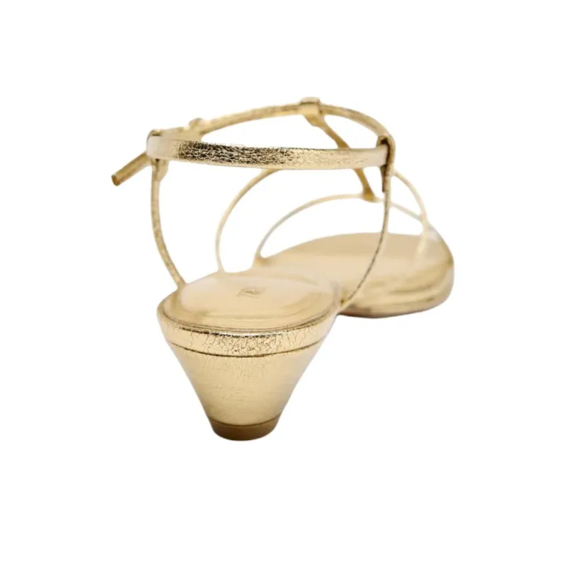 ZARA One Strap Sandals 4cm Women's Gold-4
