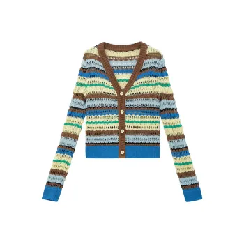Self Who Knitwear Women's Yellow Brown Stripes