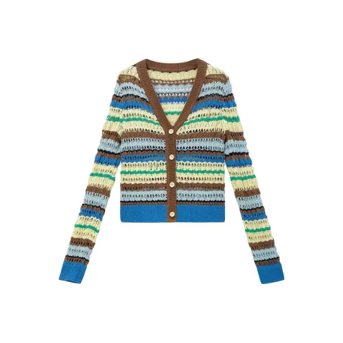 Self Who Knitwear Women's Yellow Brown Stripes
