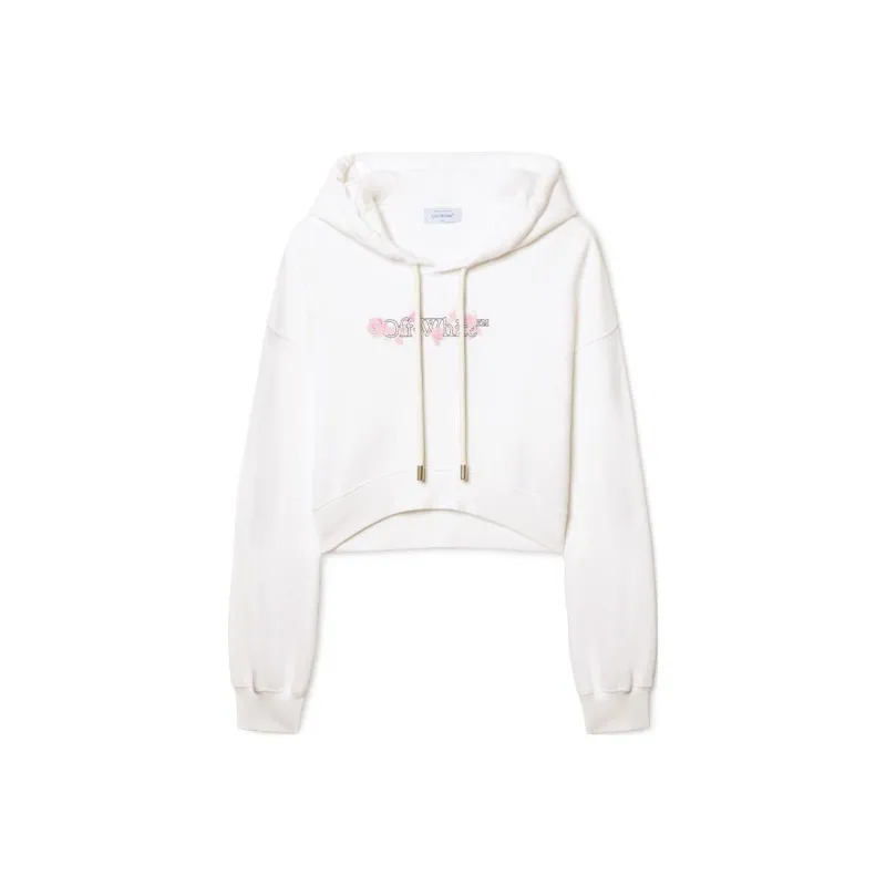 OFF WHITE Bookish Rose Cropped Hoodie-0