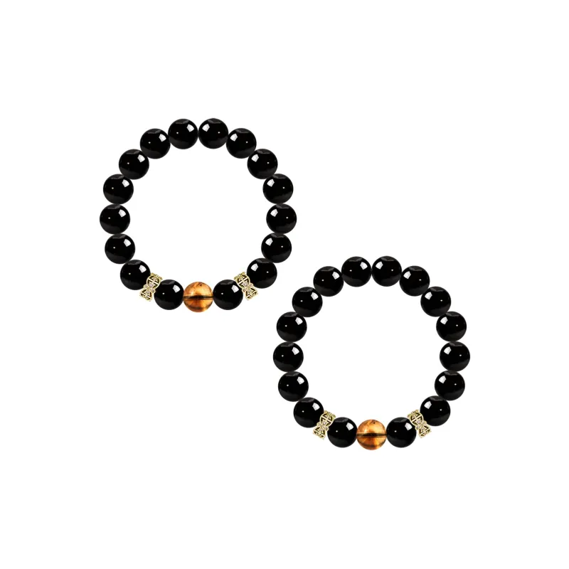 SIMPLE JOYS Obsidian Jade Bracelets Unisex-4