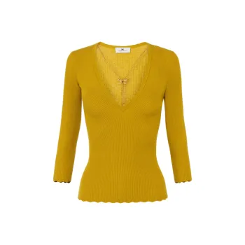 Elisabetta Franchi Necklace detail Ribbed Top
