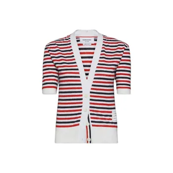 THOM BROWNE Striped Linen Cardigan