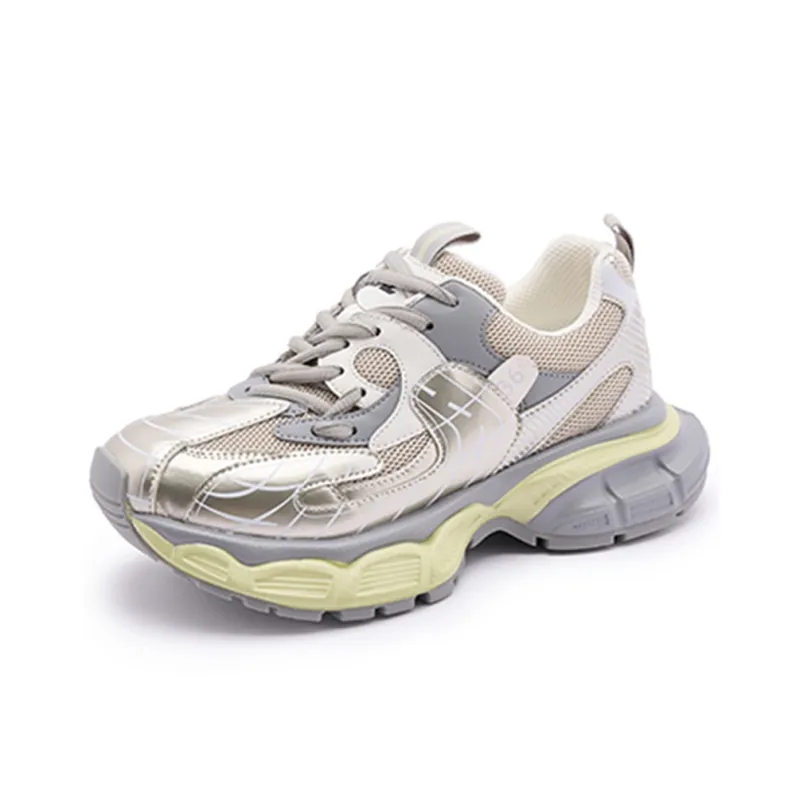 BBMTR Chunky Sneakers Women's Low Top Black/gunmetal/apricot-11