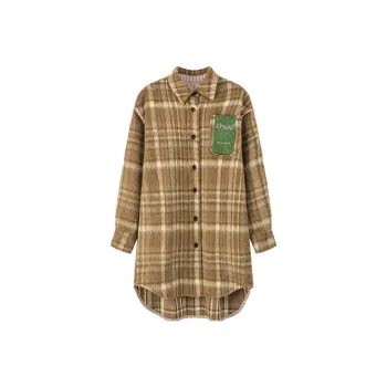 CHUU Coats Women's Coffee Plaid
