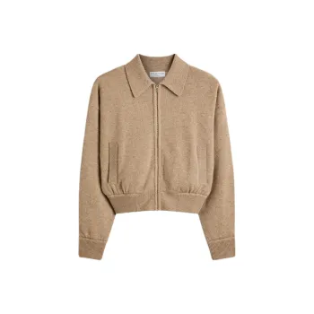 SCANLAN THEODORE SS25 Cashmere Collared Bomber Cashmere Sweater Women's Trench/Camel