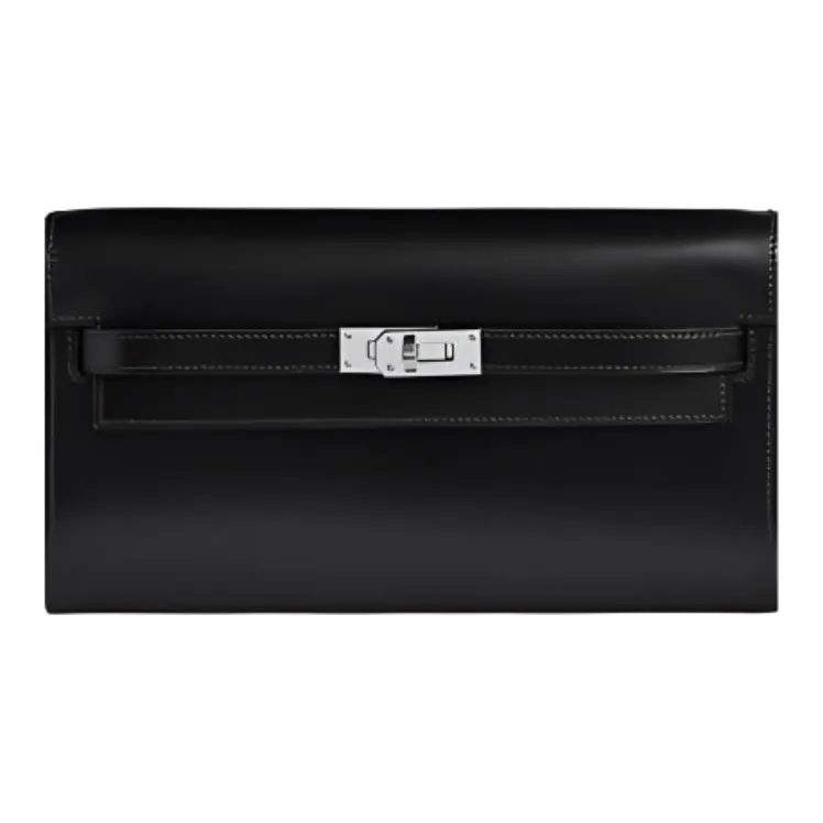 HERMES Kelly To Go Calfskin Wallet, Shoulder Bag, Crossbody Bag Regular Women's 89 Noir Black-3