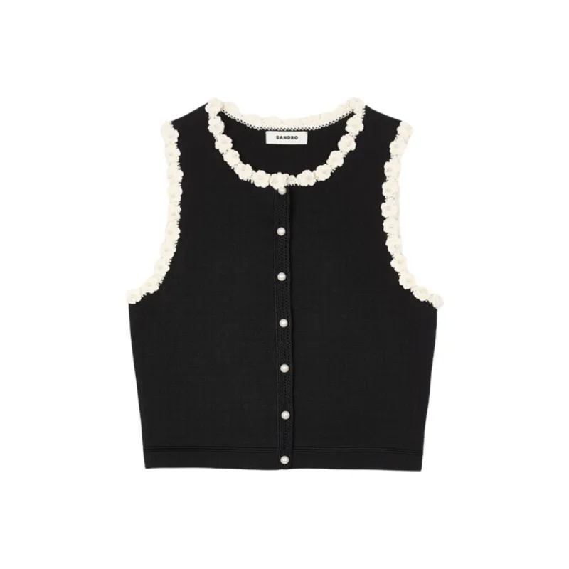Sandro Floral appliqué Tank Top-0