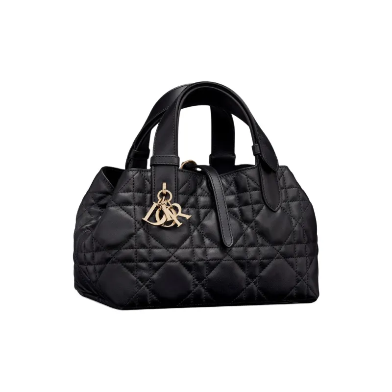 DIOR Toujours Cow Leather Native Handbag Trumpets Women's Black-3