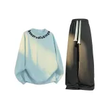 Sky Blue Sweatshirt+Black Casual Pants