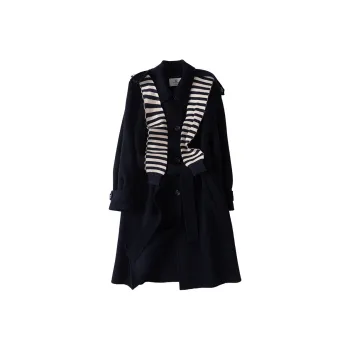 XIANGYING Coats Women's Navy Blue