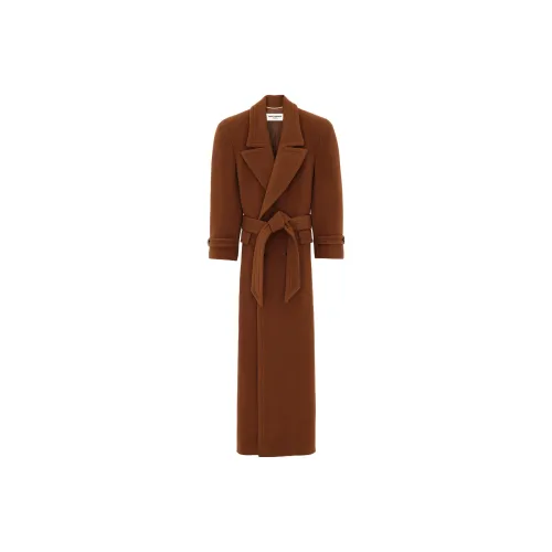 SAINT LAURENT Coats Women's Brown Red