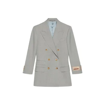 GUCCI Logo Patch Double Breasted Blazer