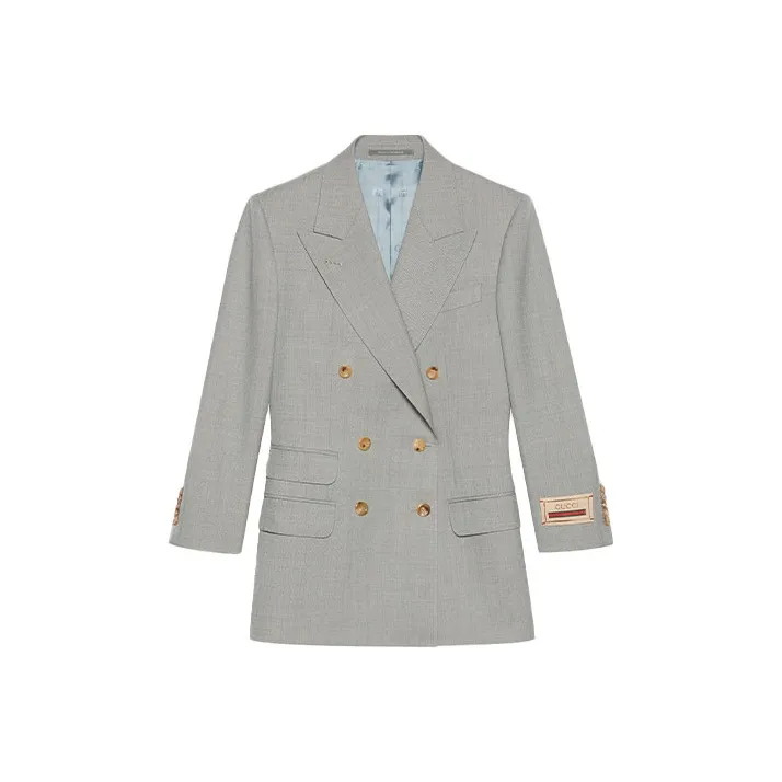 GUCCI Logo Patch Double Breasted Blazer-0