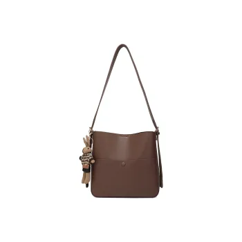 MEXICAN PU Shoulder Bag, Bucket Bag, Shoulder Bag Medium Size Women's Coffee/Apricot