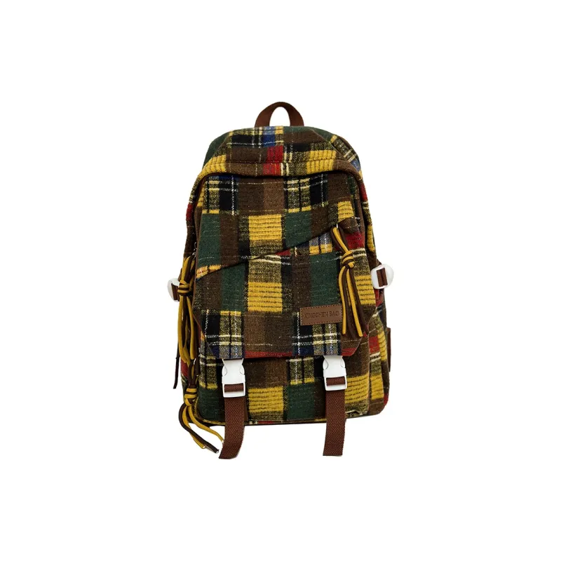 Tibai Nylon Backpack Regular Unisex Red/Yellow/Green-6
