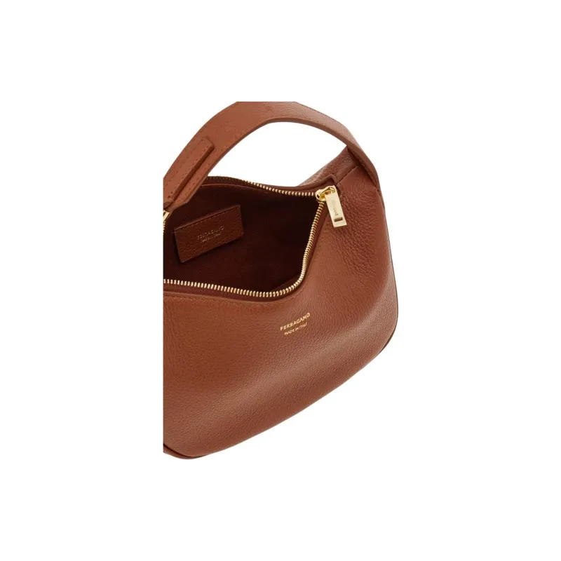 FERRAGAMO Calfskin Boston Bag Handbag Mini Women's Tan-3