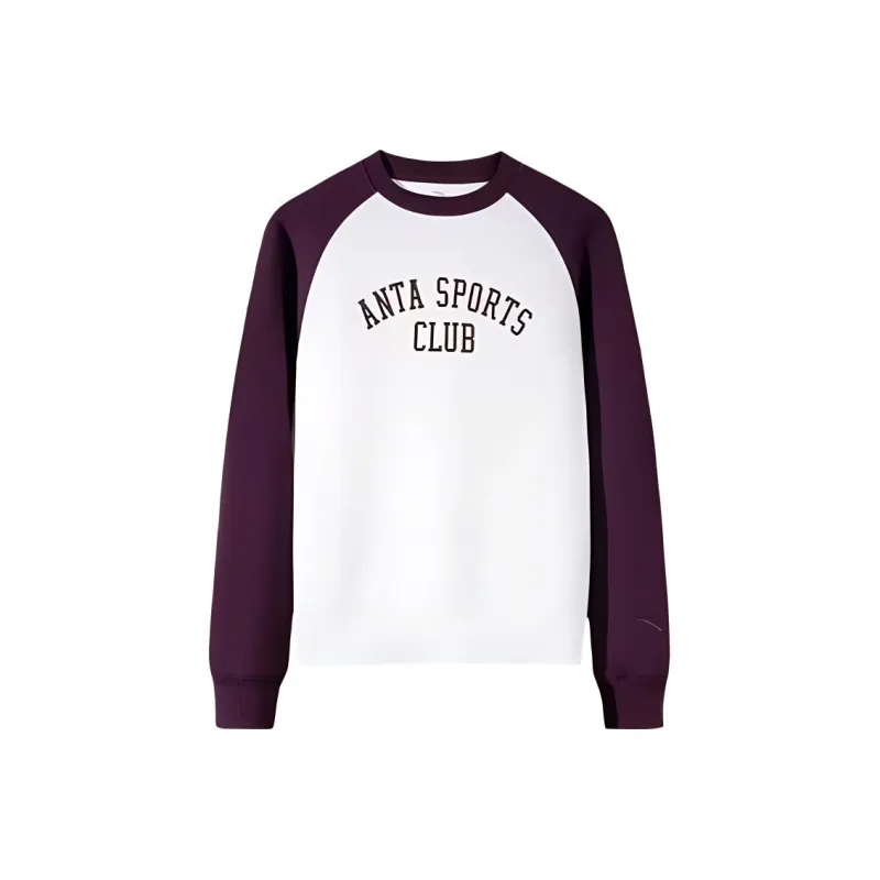 Anta Life Collection Sweatshirt Women's Ivory White/Plum Purple-0