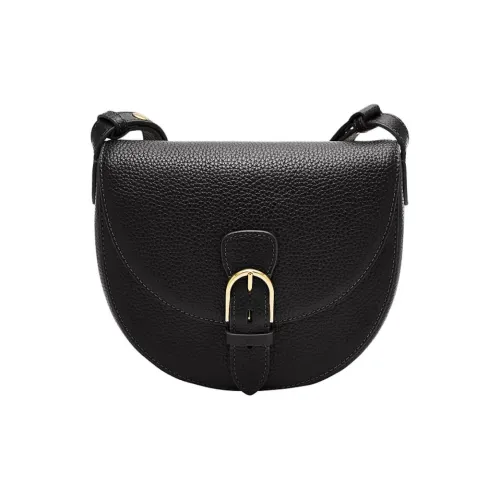 FOSSIL Leather Shoulder Bag Large Size Women's Black