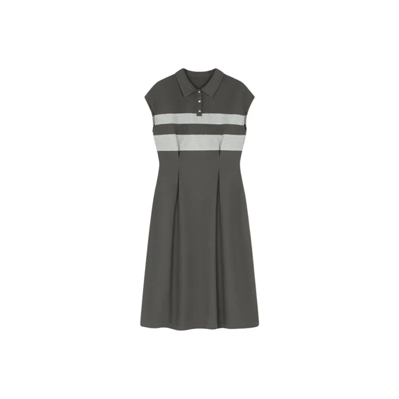 Mo Han Yi Mei Short Sleeved Dress Women's Gray-0