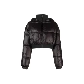 Patrizia Pepe Cropped Hooded Down Jacket