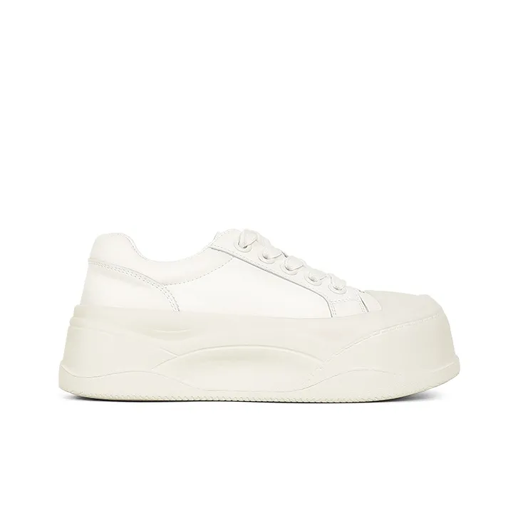 Uncle's House Height Increasing Low Top Skateboard Shoes Women's White-1