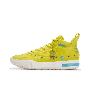 361° Joker Yokei Generation One Basketball Shoes Men Mid Top Sour Yellow, Feather White