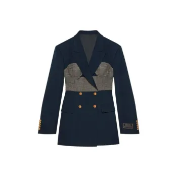 GUCCI Double Breasted Corset Blazer Navy