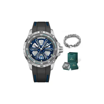 DEESIO Automatic Mechanical Movement Rubber Strap Watch Men's Watches Cut Out Dial
