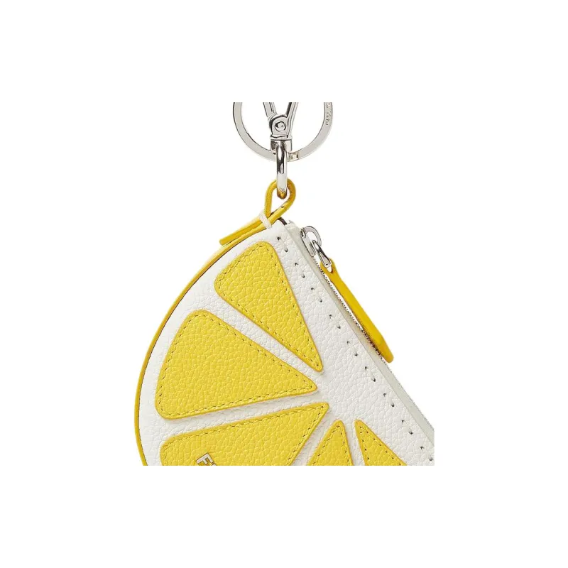 FENDI Calfskin Keychains Unisex Yellow-2