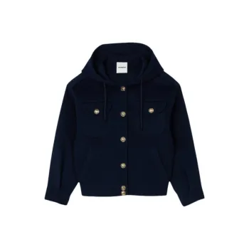 Sandro Hooded Wool Bomber Jacket
