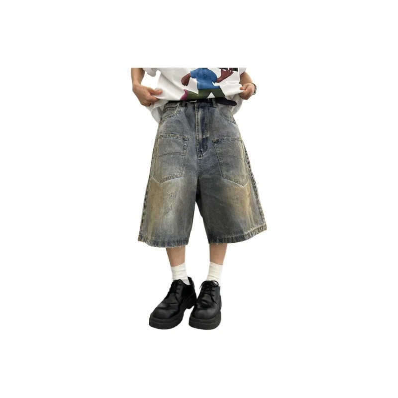 NEVER RULE Denim Shorts Unisex Vintage Blue-0