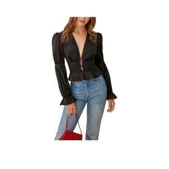 REFORMATION Meadowlark Top Shirt Women's Black