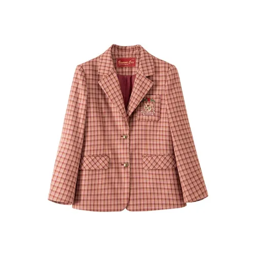 BANANA CICI Business Suits Women's Red Plaid
