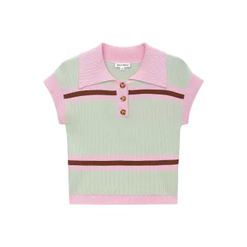 Self Who Knitwear Women's Pink Green Stripes