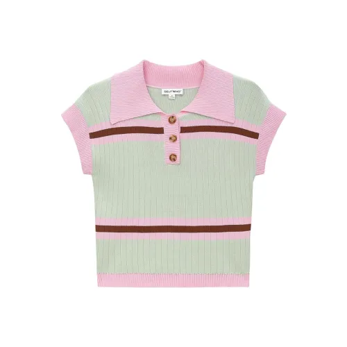 Self Who Knitwear Women's Pink Green Stripes
